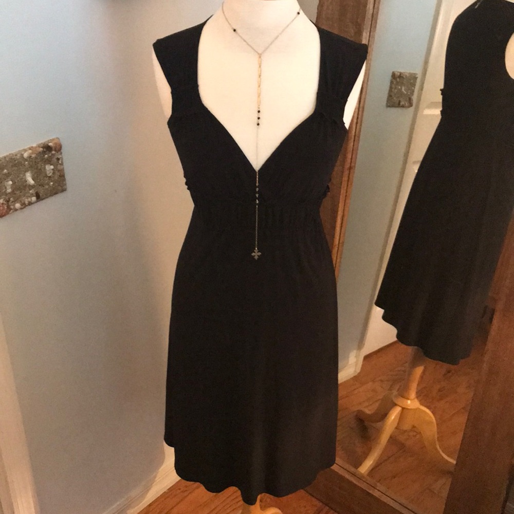 Cute capped sleeves scrunched waist dress